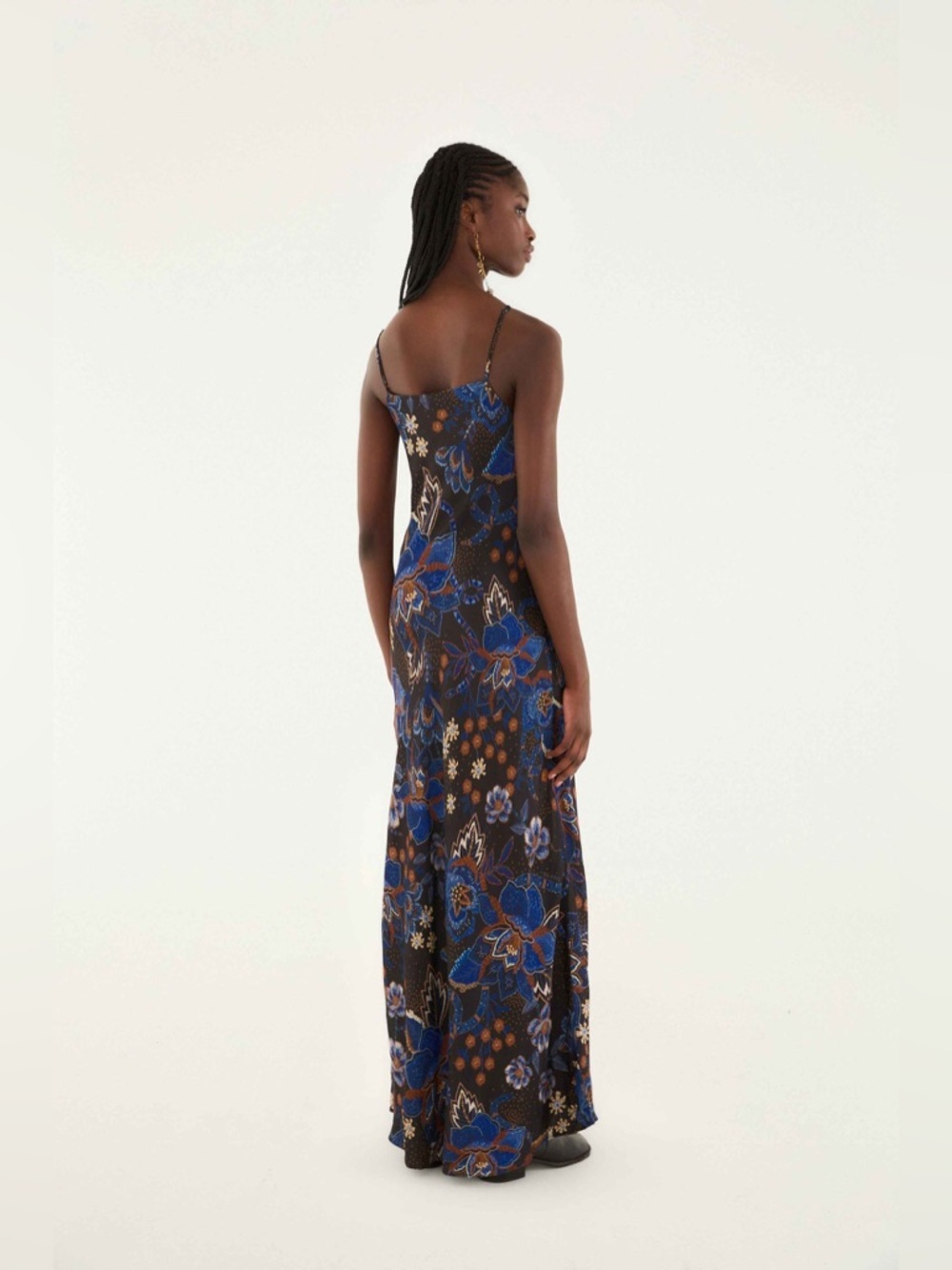 Farm Rio Black Snakes Bouquet Lenzing™ Ecovero™ Slip Maxi Dress B3359 - Picture 4 of 7